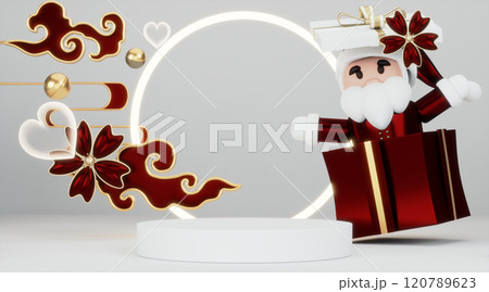 Red stage podium decoration suitable for products.3D rendering Red stage podium decoration suitable for products.3D rendering 120789623