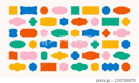Isolated set of colorful stickers, labels and badges elements of different shapes and forms 120789870