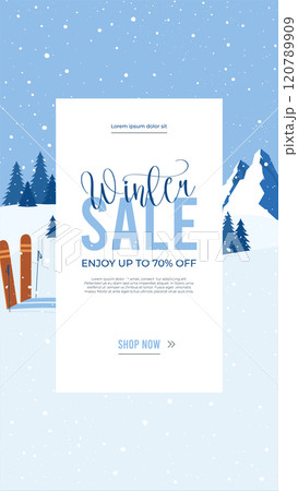 Background for Happy New Year shopping sale.Vertical Winter social media stories template.Christmas banners,cute illustrations with falling snowflakes.Event invitation,ad.Special offer text on ribbon. Background for Happy New Year shopping sale.Vertical Winter social media stories template.Christmas banners,cute illustrations with falling snowflakes.Event invitation,ad.Special offer text on ribbon. 120789909