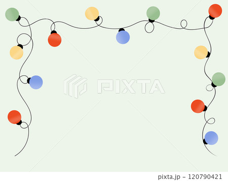 Christmas or decoration lights. Colorful frame with garland lights for holiday, birthday, celebration design.. 120790421