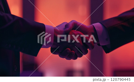 Two businessmen shake hands, symbolizing a business deal or partnership 120790445