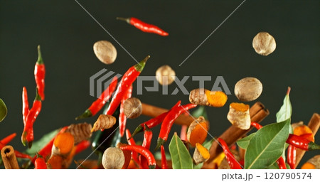 Freeze Motion of Flying Spice. Freeze Motion of Flying Spice. 120790574