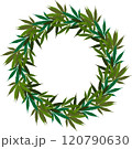 Wreath of hemp leaves. 120790630