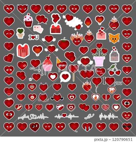 Valentines Day. Set of heart stickers. 120790651