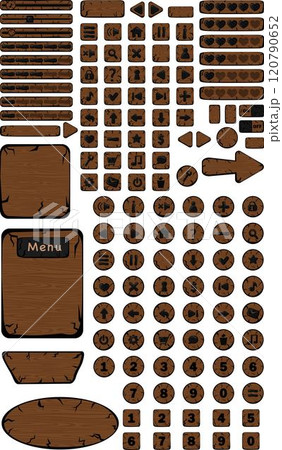 Interface 2d game. Buttons for the program. 120790652