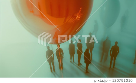 A balloon with shadows of people near it, creating a sense of infinity 120791010