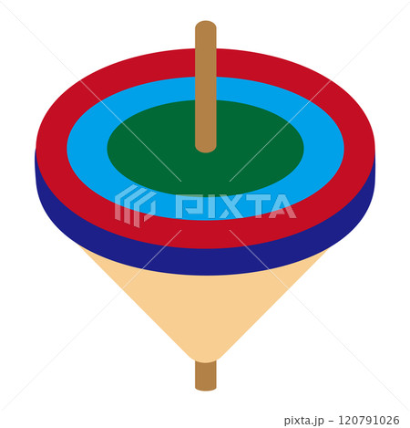 シンプルでフラットな昔ながらのレトロな独楽 白バック シンプルでフラットな昔ながらのレトロな独楽 白バック 120791026