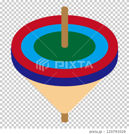 シンプルでフラットな昔ながらのレトロな独楽 白バック シンプルでフラットな昔ながらのレトロな独楽 白バック 120791026