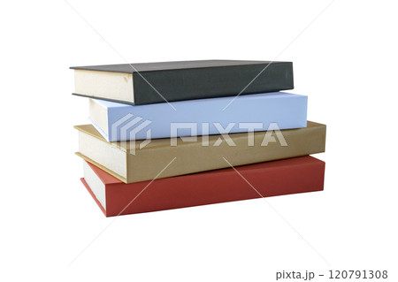 Stack of many hardcover books isolated on white background. Stack of many hardcover books isolated on white background. 120791308