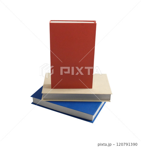 stack of colors hardcover books isolated on white. 120791390