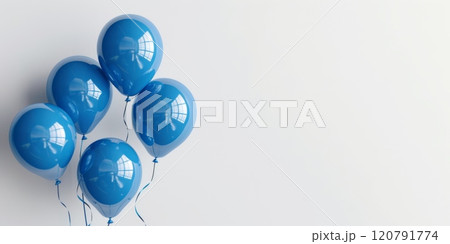 Bright blue balloons, balloons on a festive background, space for text 120791774