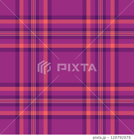 Single seamless vector pattern, workshop check texture fabric. Clothing tartan textile background plaid in pink and magenta colors. Single seamless vector pattern, workshop check texture fabric. Clothing tartan textile background plaid in pink and magenta colors. 120792078