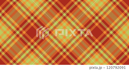 Indian texture plaid textile, scrapbook background fabric check. Classical vector tartan seamless pattern in red and orange colors. 120792091