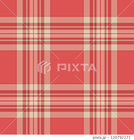 Equal seamless fabric tartan, panel background check plaid. Folklore texture vector pattern textile in red and light colors. Equal seamless fabric tartan, panel background check plaid. Folklore texture vector pattern textile in red and light colors. 120792171