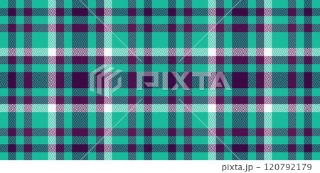 Sheet tartan check textile, stripe background pattern vector. New year seamless texture fabric plaid in teal and magenta colors. 120792179