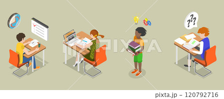 3D Isometric Flat Vector Illustration of Knoledge and Education, Set of Academic Life Scenes 3D Isometric Flat Vector Illustration of Knoledge and Education, Set of Academic Life Scenes 120792716