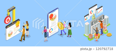 3D Isometric Flat Vector Illustration of Real Estate Investment, Comprehensive Real Estate Search 3D Isometric Flat Vector Illustration of Real Estate Investment, Comprehensive Real Estate Search 120792718