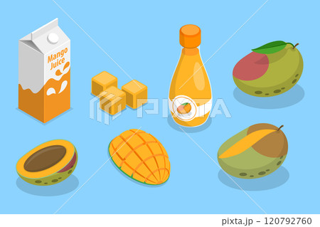 3D Isometric Flat Vector Set of Mango Fruit, Whole Fruits And Sliced Pieces 3D Isometric Flat Vector Set of Mango Fruit, Whole Fruits And Sliced Pieces 120792760