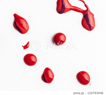Shiny drops of red enamel Shiny drops of red enamel 120793046