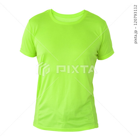 Lime green t-shirt template on invisible mannequin 120793112