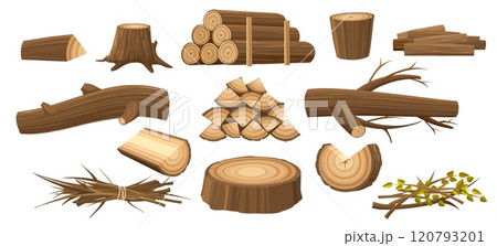 Cartoon firewood pile set 120793201