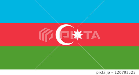 Azerbaijan flag in official colors, dimensions and aspect ratio. Vector flag symbolizing national pride, identity, heritage, patriotism and authority Azerbaijan flag in official colors, dimensions and aspect ratio. Vector flag symbolizing national pride, identity, heritage, patriotism and authority 120793325
