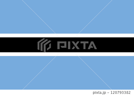 Botswana flag in official colors, dimensions and aspect ratio. Vector flag symbolizing national pride, identity, heritage, patriotism and authority Botswana flag in official colors, dimensions and aspect ratio. Vector flag symbolizing national pride, identity, heritage, patriotism and authority 120793382
