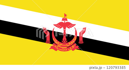 Brunei flag in official colors, dimensions and aspect ratio. Vector flag symbolizing national pride, identity, heritage, patriotism and authority Brunei flag in official colors, dimensions and aspect ratio. Vector flag symbolizing national pride, identity, heritage, patriotism and authority 120793385