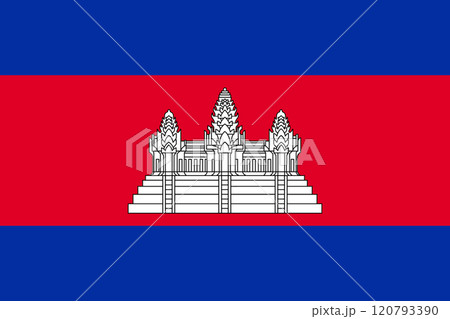 Cambodia flag in official colors, dimensions and aspect ratio. Vector flag symbolizing national pride, identity, heritage, patriotism and authority 120793390
