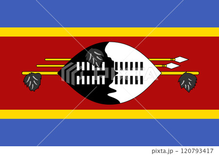 Eswatini flag in official colors, dimensions and aspect ratio. Vector flag symbolizing national pride, identity, heritage, patriotism and authority 120793417