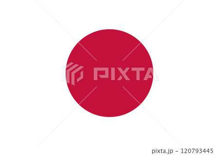 Japan flag in official colors, dimensions and aspect ratio. Vector flag symbolizing national pride, identity, heritage, patriotism and authority Japan flag in official colors, dimensions and aspect ratio. Vector flag symbolizing national pride, identity, heritage, patriotism and authority 120793445