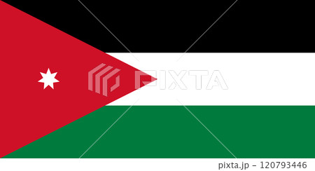 Jordan flag in official colors, dimensions and aspect ratio. Vector flag symbolizing national pride, identity, heritage, patriotism and authority 120793446