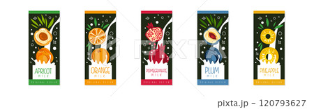 Fruit Milk Original Cover or Poster Design Vector Set 120793627
