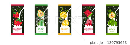 Fruit Milk Original Cover or Poster Design Vector Set 120793628
