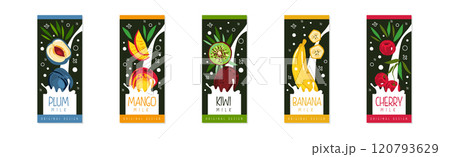 Fruit Milk Original Cover or Poster Design Vector Set 120793629