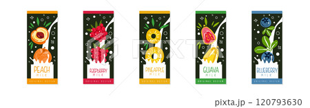 Fruit Milk Original Cover or Poster Design Vector Set 120793630