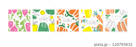 Vegetable Juicy Card and Banner Original Design Vector Set 120793632