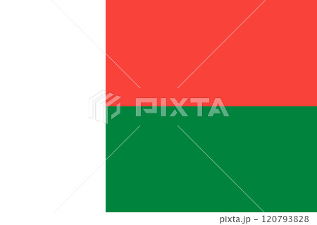 Madagascar flag in official colors, dimensions and aspect ratio. Vector flag symbolizing national pride, identity, heritage, patriotism and authority Madagascar flag in official colors, dimensions and aspect ratio. Vector flag symbolizing national pride, identity, heritage, patriotism and authority 120793828