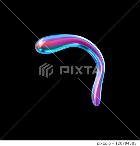 Vector with rounded drops of flowing liquid chrome in neon colorful tones on black background 120794385