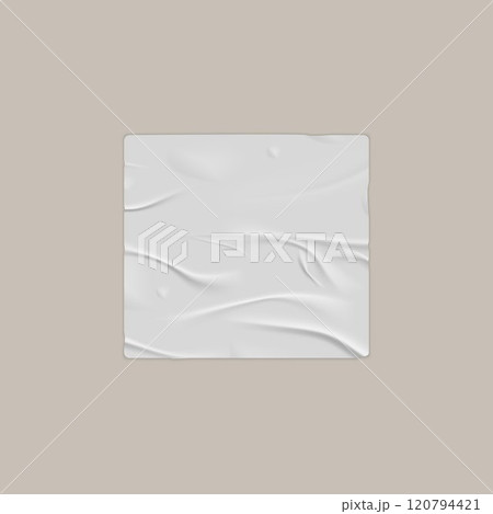 Sheet of white paper with a wet, wrinkled texture. 120794421