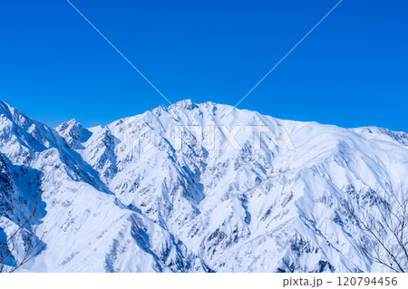 【雪山素材】冬の小遠見山から見た風景【長野県】 【雪山素材】冬の小遠見山から見た風景【長野県】 120794456