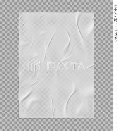 Texture of wrinkled wet paper on a transparent background. 120794463