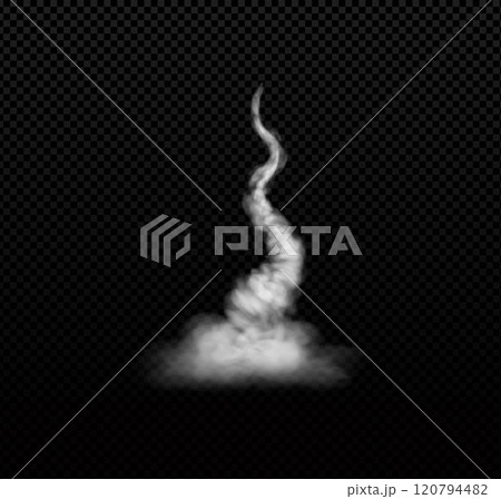 3d rocket trail. Thick spiral of smoke. 120794482