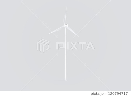 Blank white wind turbine mockup, side view, gray background Blank white wind turbine mockup, side view, gray background 120794717