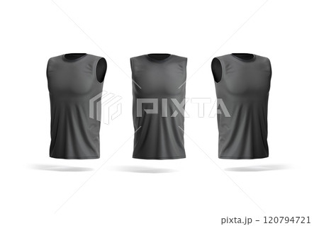 Blank black sleeveless shirt mockup, front and side view Blank black sleeveless shirt mockup, front and side view 120794721