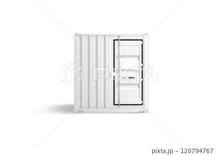 Blank white steel cargo container door mockup, front view 120794767