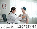 A woman is being examined by a doctor 120795445