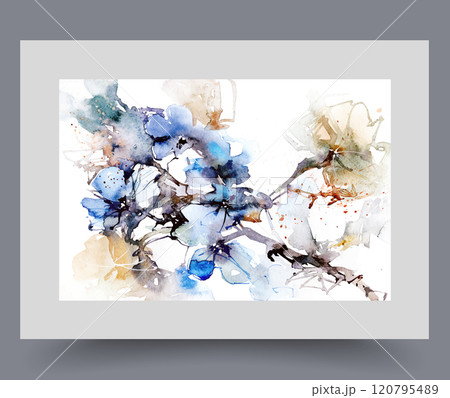 Beautiful flower arrangement with buds on tree branch blooming after onset of spring Beautiful flower arrangement with buds on tree branch blooming after onset of spring 120795489