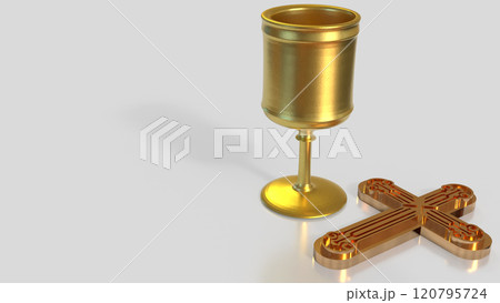 The Holy grail and cross for religious concept 3d rendering. 120795724