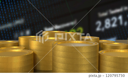 The Gold coins for earn or Business concept 3d rendering. The Gold coins for earn or Business concept 3d rendering. 120795730